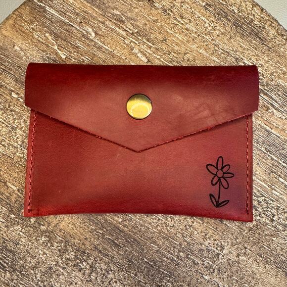 Genuine Leather Wallet DEEP RED Credit Card Holder Wallet NEW FAST SHIP - Picture 1 of 4
